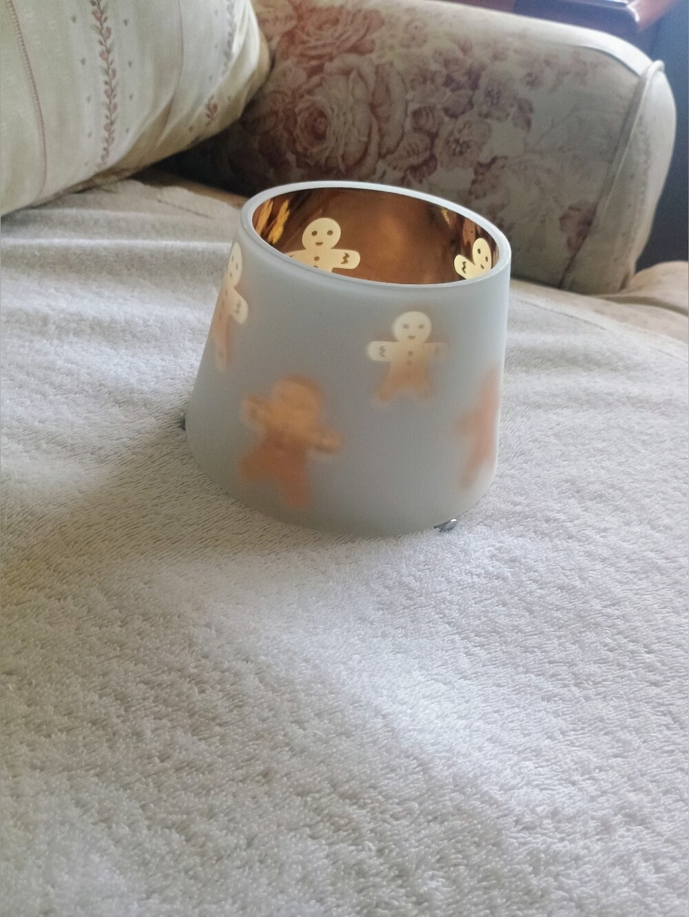 Gingerbread Frosted Glass Accent Candle Shade